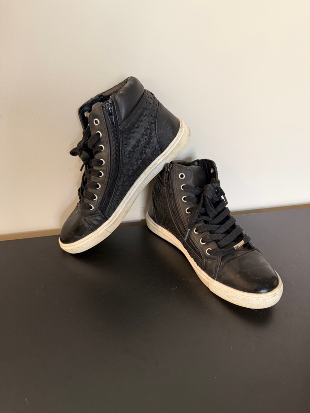 Steve Madden Black High-Top Sneakers with White Soles